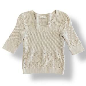 Billabong Open‎ Knit Short Sleeve Top Womens Size M Cream Boho Beachy
